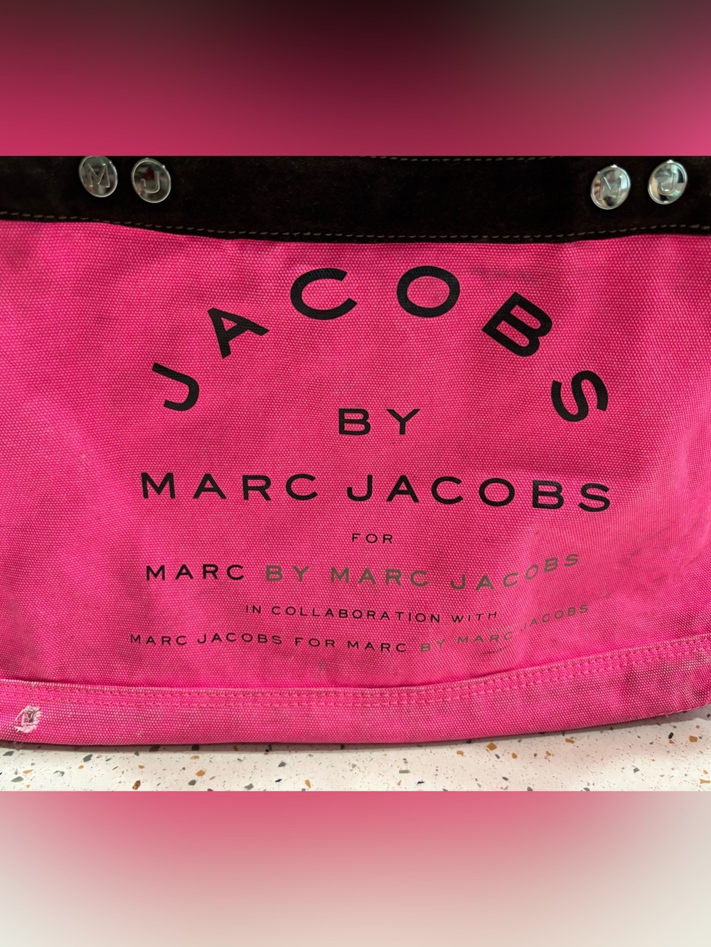 Marc Jacobs Hot‎ Pink Canvas Logo Tote - Picture 9 of 14
